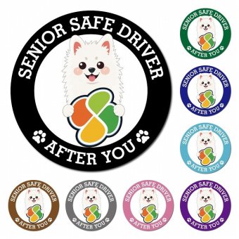 カーサイン 高齢者マーク SENIOR SAFE DRIVER スピッツ マグネット 強力 直径13cm 肉球 日本製 車 ステッカー