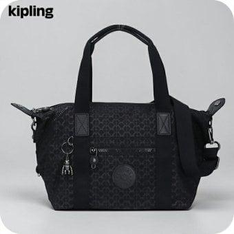 キプリング ボストンバッグ レディース ブランド Kipling アート ミニ ミニボストンバッグ 2WAY K15410-K59 Signature Emb 黒