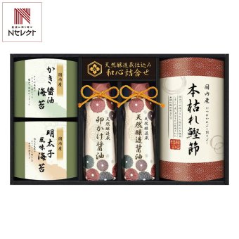 伊賀越 天然醸造蔵仕込み 和心詰合せ 醤油 鰹節 ギフトセット 5種入 卵かけ醤油ほか 調味料 詰め合わせ 卓上醤油 かつお節 しょうゆ 本枯れ節【北海道・沖縄県・離島 配送不可】