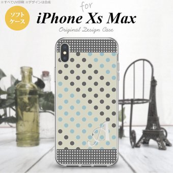 iPhoneXsMax iPhone XS Max スマホケース ソフトケース ドット 水玉 C グレー 青 +アルファベット メンズ レディース nk-ixm-tp1650i