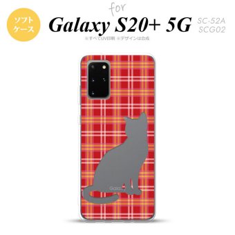 SC-52A SCG02 Galaxy S20+ 5G スマホケース ソフトケース 猫 チェック B 赤 メンズ レディース nk-s20p-tp952