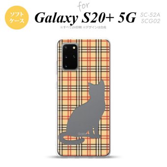 SC-52A SCG02 Galaxy S20+ 5G スマホケース ソフトケース 猫 チェック B 赤 茶 メンズ レディース nk-s20p-tp954