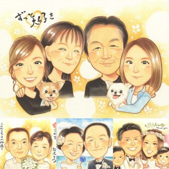 記念日のギフトに、「ありがとう」を形にする似顔絵ギフトです。修正無料で、納得しながら進められます。 感謝 ギフト 似顔絵 手描き 名入れ プレゼント 贈り物 記念日 誕生日 感謝 記念 お祝い お父さん おばあちゃん 家族 両親 おじいちゃん 修正無料 名入れ 下書き確認 かわいい サプライズ 一生もの 親孝行 家族 一生もの 感謝 闘病中の方への励まし 米寿祝い ホワイトデー イラスト 感激