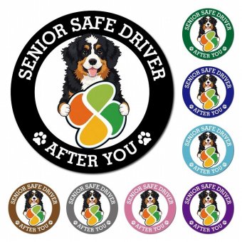 カーサイン 高齢者マーク SENIOR SAFE DRIVER バーニードゥードル マグネット 強力 直径13cm 肉球 日本製 車 ステッカー