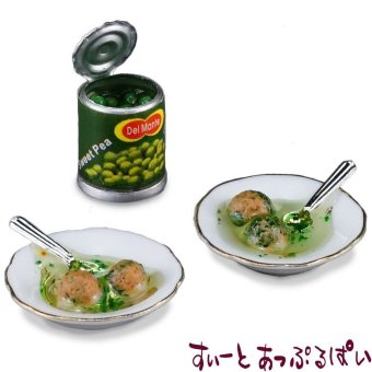 ミニチュア ロイターポーセリン 肉団子スープとグリーンピースの缶詰セット RP1452-5 ミニチュアハウス ドールハウス 用