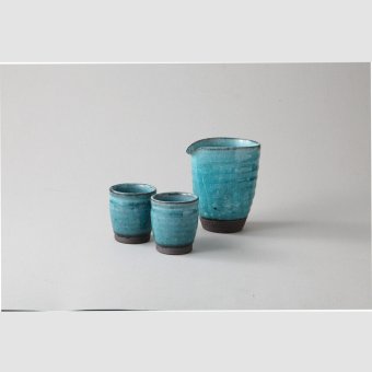 ブルー粉引　冷酒器揃 陶器 美濃焼 やきものの里から、暮らしを贈ります。　ギフト 食器 セット テーブルウェア