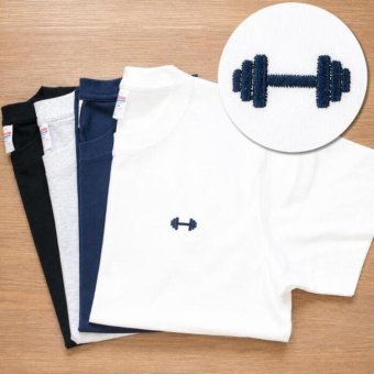 名入れ無料 名前入りTシャツ tシャツ ダンベル 筋トレ 厚手 メンズ レディース 半袖 クルーネック ワンポイント刺繍 ユニセックス S M L XL 6.2オンス コットン 綿 ホワイト 白 ブラック 黒 アッシュ ライトグレー ネイビー 紺 母の日 プレゼント【t37】【送料無料】