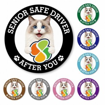 カーサイン 高齢者マーク SENIOR SAFE DRIVER ラグドール マグネット 強力 直径13cm 肉球 日本製 車 ステッカー