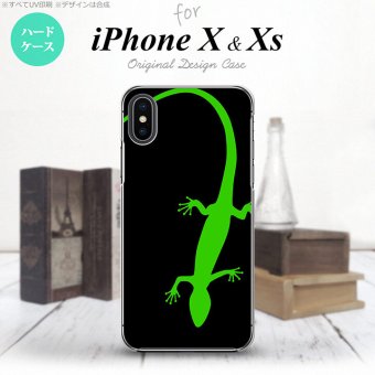 【iPhoneX】【スマホケース/スマホカバー】【アイフォンX】iPhoneX スマホケース カバー アイフォンX トカゲ 黒×緑 nk-ipx-779【メール便送料無料】