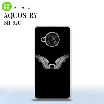SH-52C AQUOS R7 スマホケース 背面ケース ハードケース 黒翼 ハート 黒 グレー 2022年 7月発売 nk-r7-468
