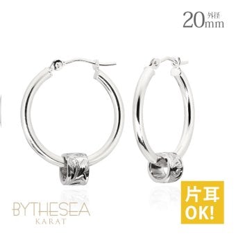 ハワイアンジュエリー フープピアス ピアス ホワイトゴールド ピアス 外径20mm クロッシングピアス スクロールチューブ 大ぶり ゴールド 揺れる 片耳(1個)購入可 K14 14KPM2053 彼女 妻 女性 レディース プレゼント ハロウィン 【品番：GE233W】