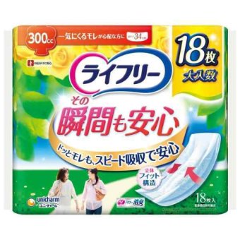 ライフリー その瞬間も安心 300cc 18枚 尿もれパッド 尿とりパッド 女性用 ユニチャーム 尿漏れ 介護 34cm 一晩中 夜用 長時間