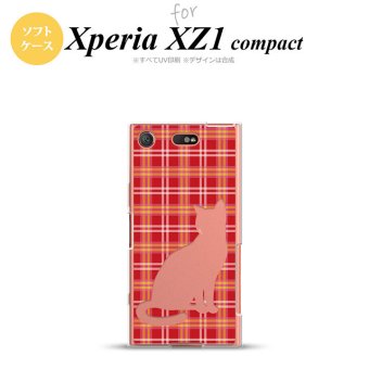 【SO02K】【スマホケース/スマホカバー】【エクスペリア XZ1】SO02K スマホケース Xperia XZ1 Compact SO-02K カバー エクスペリア XZ1 猫 チェック赤B nk-so02k-tp952【メール便送料無料】