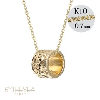 ゴールド ネックレス ハワイアンジュエリー ネックレス ゴールド イエローゴールド ネックレス スクロールチューブ Lサイズ 14K K14 K10 10Kあずきチェーン太0.7mm ギフトラッピング可能 BY THE SEA バイザシー メンズ レディース ハロウィン 【品番：CG-GP126】