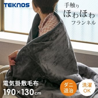 電気掛け敷き毛布 フランネル 190×130cm ダニ退治 洗える 電気毛布 掛け敷き 掛け毛布 敷き毛布 電気掛敷毛布 TEKNOS テクノス EM-741F