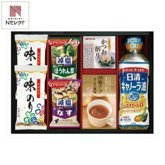 日清キャノーラ油 アマノフーズ バラエティ ギフトセット 計7点入 調味料 みそ汁 詰め合わせ かつおパック【北海道・沖縄県・離島 配送不可】