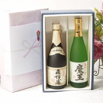 プレミアムギフトボックス芋焼酎森伊蔵セット 芋焼酎魔王25°(鹿児島県) 720ml×2本