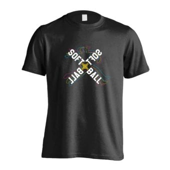 ソフトボール Tシャツ 半袖 メンズ ウェア レディース 練習着 ジュニア ドライ おもしろ tシャツ 速乾 名入れ スポーツ 女子 男子 チーム おしゃれ 文字入れ 「ネオンスタイルのクロスSOFTBALL」 アートワークスコウベ 【送料無料】
