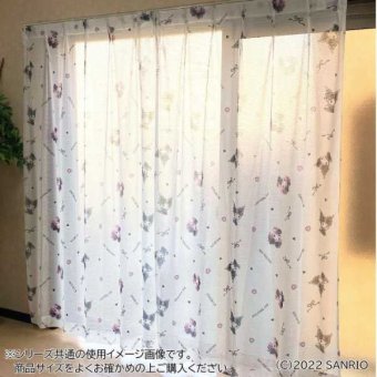 サンリオ レースカーテン 2枚セット 100×176cm クロミ マイメロディ 真夜中のメロクロ キャラクター グッズ 子供部屋 寝室 おしゃれ かわいい 洗濯可 サンリオ正規ライセンス品