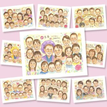 古希祝い ギフト 似顔絵 名入れ 贈り物 プレゼント 手描き 古希 長寿祝い 誕生日 長寿 70歳 大人数 お父さん 家族 両親 お母さん 名入れ 下書き確認 修正無料 サプライズ 似てる かわいい 喜ばれる 思い出 長寿祝い 70歳 ホワイトデー 還暦祝い 二次会 引っ越し 贈答品 結婚祝い クリスマス イラスト 披露宴 カラフル メモリアルギフト メモリアル