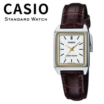 箱なし カシオ 腕時計 レディース CASIO ホワイト ブラウン シルバー ゴールド スクエア 長方形 小さめ レザーベルト 革ベルト 海外モデル 逆輸入 シンプル 上品 仕事 通勤 誕生日 プレゼント ギフト 成人 卒業 入学