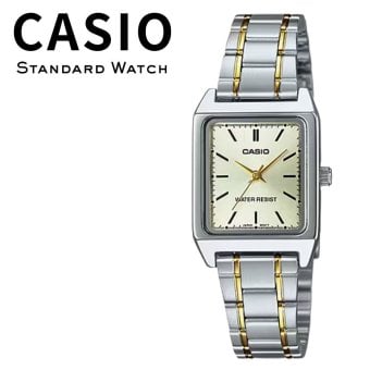 箱なし カシオ 腕時計 レディース CASIO シルバー ゴールド スクエア 長方形 小さめ コンビカラー メタル 海外モデル 逆輸入 シンプル 上品 仕事 通勤 誕生日 プレゼント ギフト 成人 卒業 入学