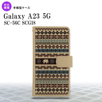 Galaxy A23 GalaxyA23 手帳型スマホケース カバー エスニック ゾウ ベージュ ブルー 2022年 10月発売 nk-004s-a23-dr1572