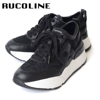 ルコライン スニーカー ルコライン 靴 RUCO LINE RUCO-021BK PIZZO CALF PU レース生地 合皮 ブラック 黒 Rマーク 新ソールタイプ ローカット ファスナー無し