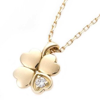 ダイヤモンド ネックレス K18 イエローゴールド 一粒 ダイヤ 0.014ct 四葉 クローバー モチーフ ペンダント レディース アクセサリー 華奢 シンプル 18金 鑑別カード付き ギフト プレゼント