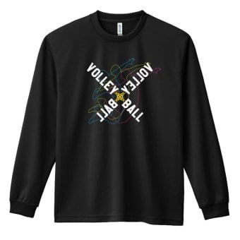 バレーボール ロンT 長袖 Tシャツ メンズ 練習着 レディース ジュニア ウェア ドライ おもしろ tシャツ 名入れ おしゃれ キッズ 文字入れ無料 「ネオンスタイルのクロスVOLLEYBALL」 アートワークスコウベ 【送料無料】