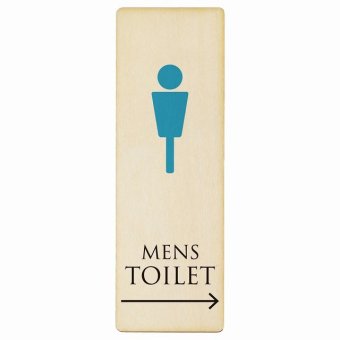 トイレ プレート 木製 MENS ホワイト＆カラー 右 矢印 長方形 縦書き 9x27cm 方向案内 進路ドア サインステッカー ピクトサイン トイレマーク表示 案内 注意 施設 御手洗 TOILET おしゃれ シンプル 安全対策
