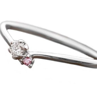ダイヤモンド リング プラチナ Pt950 合計0.06ct ピンクダイヤ V字モチーフ 9.5号 指輪 レディース ジュエリー アクセサリー 鑑別カード付き