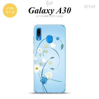 SCV43 Galaxy A30 SCV43 スマホケース ソフト カバー 花柄 ミックス A 青 nk-scv43-tp272