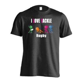 ラグビー Tシャツ 半袖 メンズ ウェア レディース 練習着 ジュニア ドライ おもしろ tシャツ 速乾 名入れ スポーツ 女子 男子 チーム おしゃれ 文字入れ 「I LOVE TACKLE」 アートワークスコウベ 【送料無料】