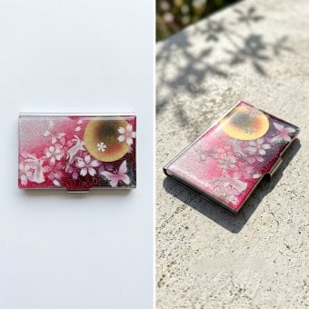 名刺入れ『芽』和柄 和風 カードケース 夜桜 伝統工芸 職人 手作り 名入れ 記念日 誕生日 ギフト 送料無料 和風 ハンドメイド 立体彩色 螺鈿風 20代 40代 50代 プレゼント お祝い 還暦 退職 卒業