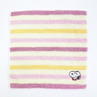 スヌーピー ミニタオル マルチボーダー ピンク リボン ハンカチ SNOOPY