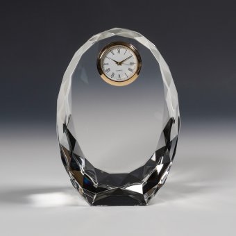  結婚祝 周記念 誕生祝 退職祝 長寿記念 クリスタル時計 DT-23 中サイズ サンド加工金時計 名入れ無料