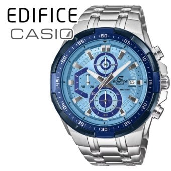 カシオ エディフィス 腕時計 メンズ ブルー シルバー クロノグラフ CASIO EDIFICE 海外モデル 100m防水 大きめ ステンレス メタル スポーツ 車 モータースポーツ おしゃれ プレゼント ギフト 成人 卒業 入学