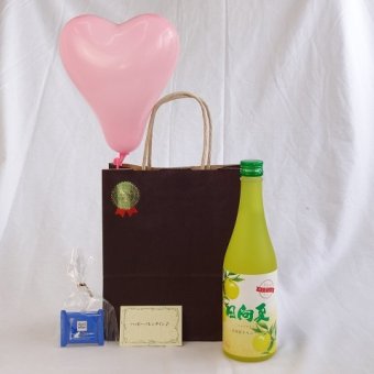 父の日 風船セット(爽やかな果肉の甘み日向夏みかんを使用 高千穂酒造 宮崎産日向夏みかん使用 日向夏 500ml(宮崎県)) メッセージカード ハート風船 ミニチョコ付き