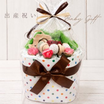 おむつケーキ 出産祝い 男の子 プチ おむつケーキ 小さめサイズ ちょっとしたお祝いにぴったり ナチュラル はりねずみ