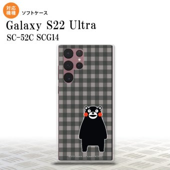 SC-52C SCG14 Galaxy S22 Ultra スマホケース 背面ケースソフトケース くまモン チェック グレー メンズ レディース nk-s22ul-tpkm19