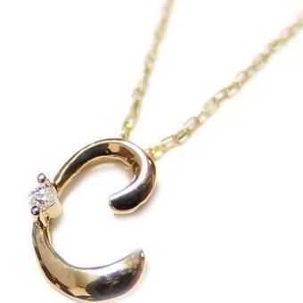 イニシャル ネックレス K18 ゴールド ダイヤモンド 0.01ct 一粒 ダイヤネックレス ペンダント レディース ジュエリー アクセサリー アルファベット C 18金 誕生日 プレゼント ギフト