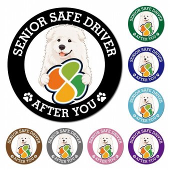 カーサイン 高齢者マーク SENIOR SAFE DRIVER マレンマシープドッグ マグネット 強力 直径13cm 肉球 日本製 車 ステッカー