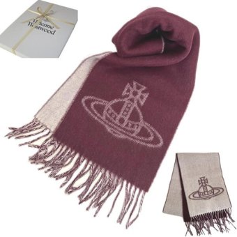ヴィヴィアンウエストウッド マフラー Vivienne Westwood 81030006 W01MK I401 Double Face Scarf BORDEAUX リバーシブル ビッグオーブロゴ