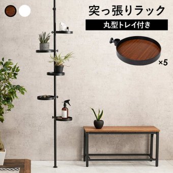 ラック 突っ張り棒&パーツ 6点セット 丸型 ウォール 高さ調節 おしゃれ スリム 壁面収納 オープン ウォールシェルフ 突っ張り 棚 北欧 シンプル モダンディスプレイ 壁面 新生活