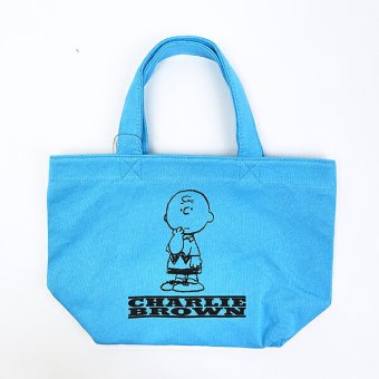 スヌーピー チャーリーブラウン スウェットトートバッグ ブルー SNOOPY