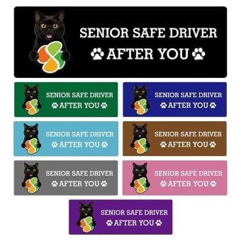 カーサイン 高齢者マーク SENIOR SAFE DRIVER ボンベイ ステッカー シール 長方形 20x6.7cm 肉球 日本製 車