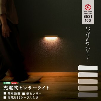 人感センサーライト 足元灯 室内 充電式 かげあかり01 ムサシ MUSASHI LED 電球色 USB Type-C 壁付け 石膏ボードピン マグネット脱着 廊下 階段 狭い通路 フットライト 自動点灯 間接照明 日本製 15ルーメン 5色