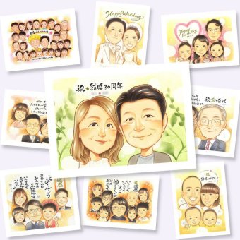 似顔絵 ギフト 結婚記念日 プレゼント 贈り物 手描き 名入れ 真珠婚 結婚記念日 結婚30周年 記念日 家族 お父さん 夫婦 両親 ご夫婦 下書き確認 修正無料 名入れ 似てる そっくり 親孝行 喜ばれる 感謝 思い出 30周年 記念 お祝い返し 還暦祝い キレイ ブライダルギフト メモリアル 長寿祝い イラスト 節目 傘寿祝い 米寿祝い 卒寿祝い ウェディングギフト