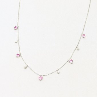 ピンクサファイヤ1.00ctダイヤ0.16ct K18WGネックレス OD